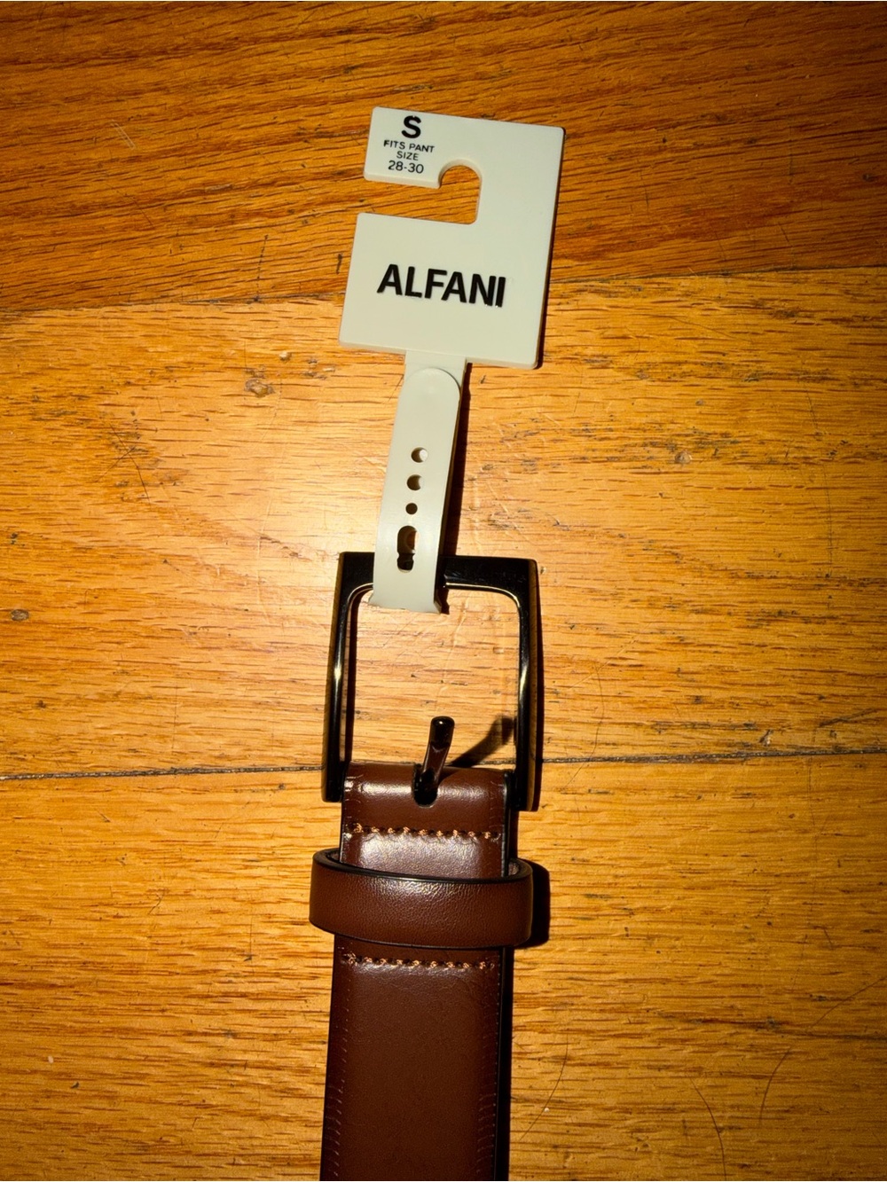 Alfani Men's Brown Leather Belt with Dark Buckle